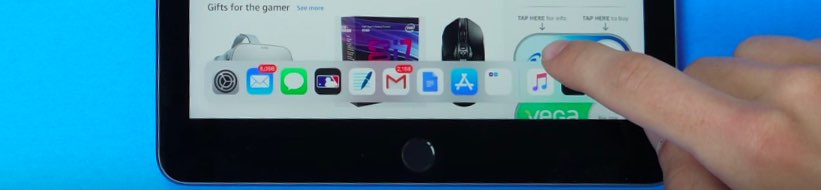iPad multitasking: show the dock with a slow swipe up