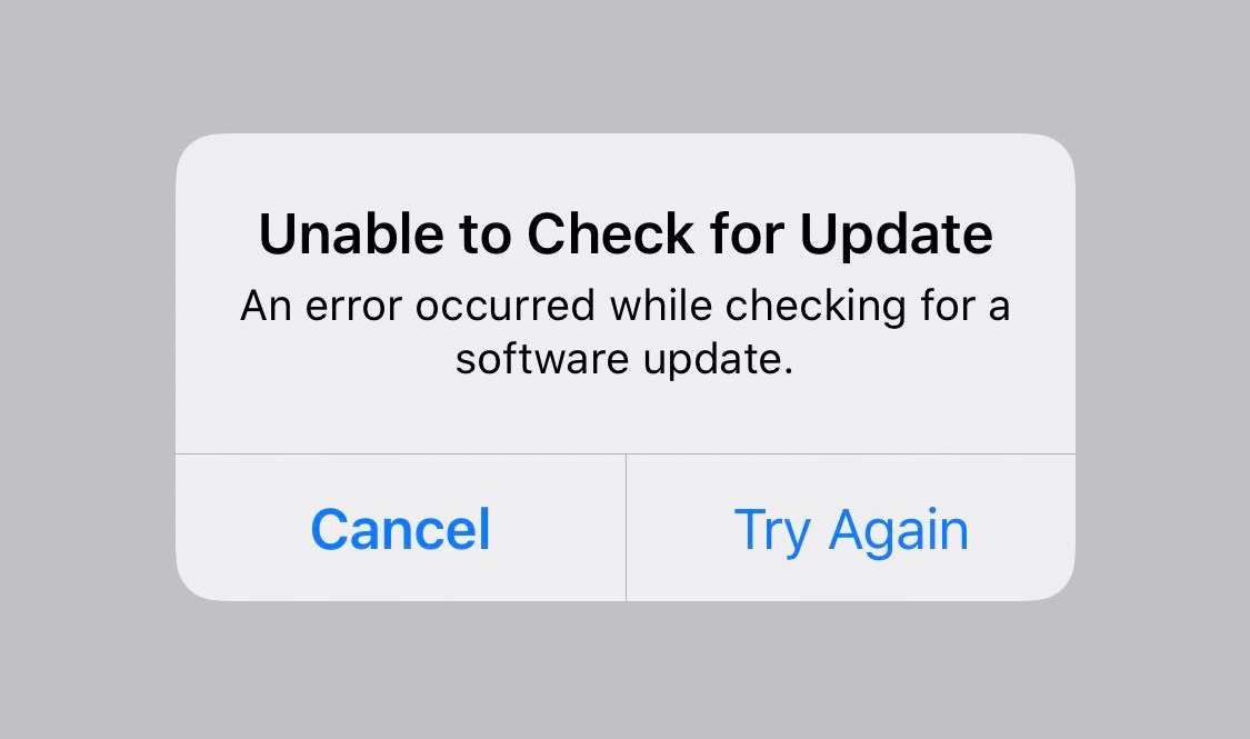 Unable to Check for Update Error iPhone